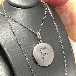 Initial "F" .925 SS w/Diamonique